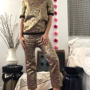 👑 Marni collab gold floral two piece set metallic